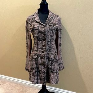 Free People Green Tan Trench Coat Jacket